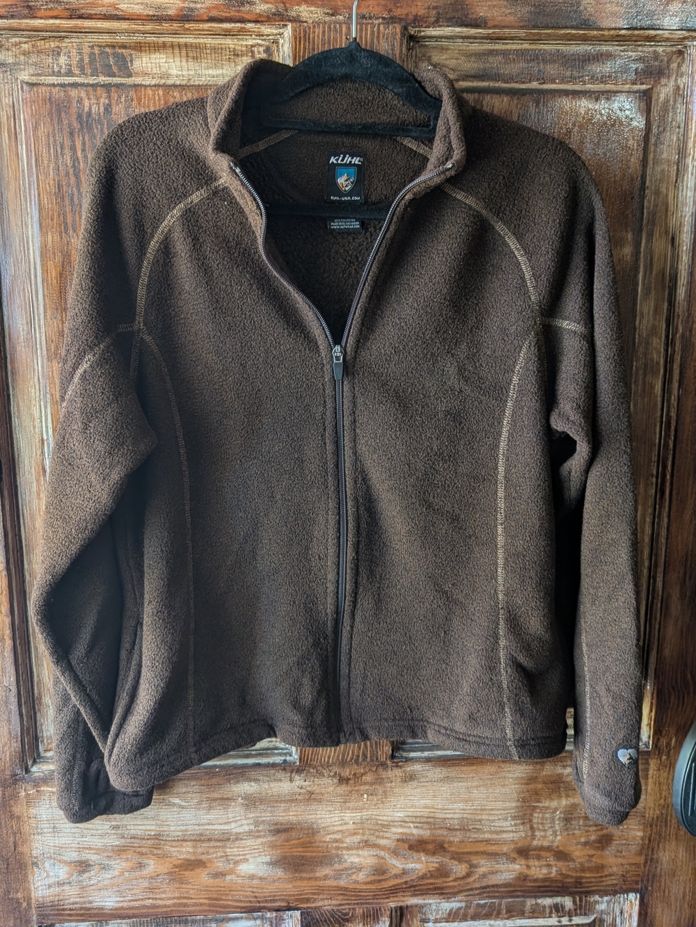 Kuhl Mountain Womens Size Large Spell Out Alfpaca Fleece Full Zip Jacket Brown